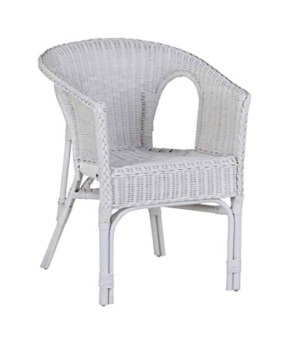 MiaMöbel Armlehnstuhl Rattan 57x75x56 cm Landhausstil Rattan Weiß