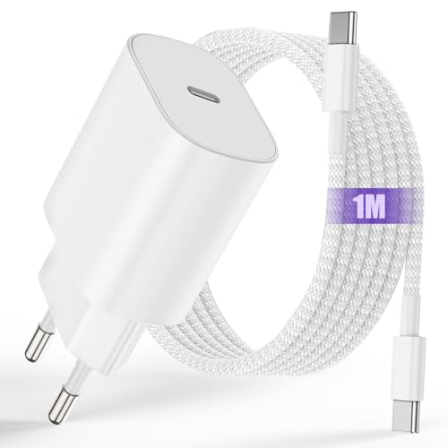 iPad Ladekabel Original mit iPad Ladegerät, 25W USBC Netzteil Stecker Schnellladegerät 1M USB C Kabel Schnellladekabel für i-Phone 17 16 15 Pro Max/Plus,iPad Pro 12.9/11,iPad Air 4/5 Gen,iPad Mini 6th