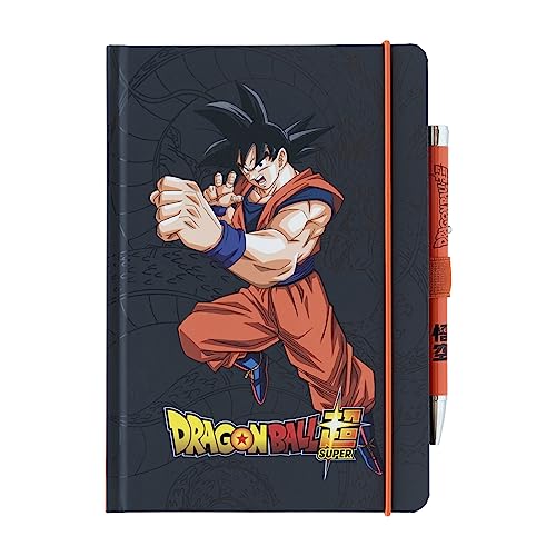 Grupo Erik Premium Notizbuch A5 Liniert Dragon Ball Super Goku Notizblock A5 - Tagebuch für Erwachsene und Kinder mit Projektor-Stift - Dragonball Manga Merch