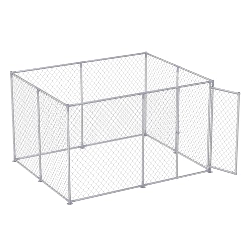 VANCHEMO Hundezwinger Outdoor Freilaufgehege Hundekäfig Groß Hundehaus Tierlaufstall Hundebox Verzinkter Hundehütte mit Schloss für Haustierkäfig (Rechteck, 250x200x150cm)