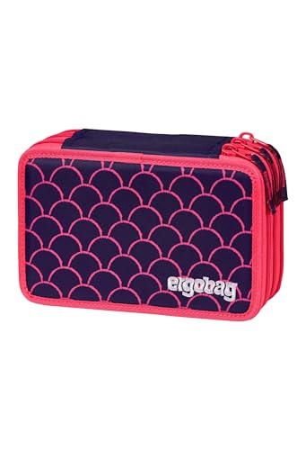 ergobag Maxi Mäppchen Set 40-Teilig, Lyra Bunt- und Filzstifte, Kleingeld Fach, Lineal, Schere PerlentauchBär - Lila