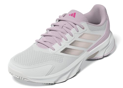 adidas Damen Courtjam Control 3 Tennis Shoes Tennisschuhe, Cloud White/Silver Metallic/Lucid Pink, 42 EU
