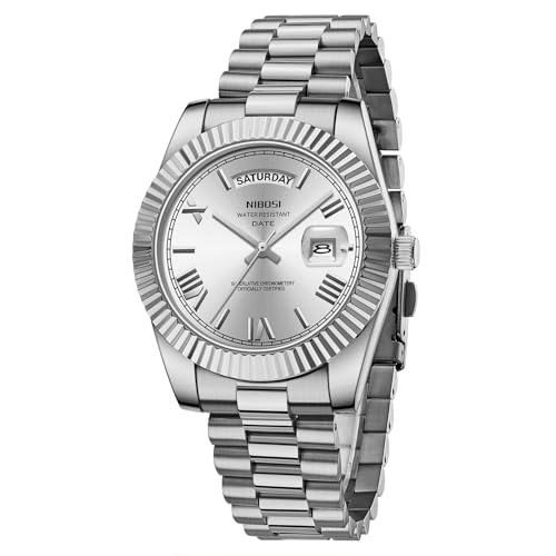 NIBOSI Herrenuhr Armbanduhr Herren Analoge Quarzuhr Edelstahl Uhren für Herren Männer wasserdichte Business Casual Klassiker Watch mit Tag und Datumsanzeige