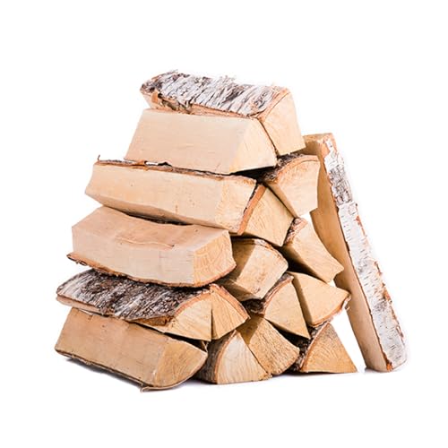 Brennholz Birke 25 cm - Ofenfertig 30 kg - Feuerschale Kamin Ofen Grill