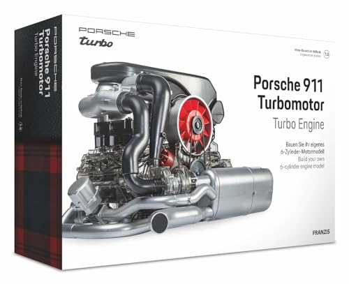 FRANZIS 67250 - Porsche 911 Turbomotor, originalgetreuer Motorbausatz im Maßstab 1:3, inkl. Soundmodul, Anleitung und 90-seitigem Begleitbuch: Bauen Sie Ihr eigenes 6-Zylinder-Motormodell