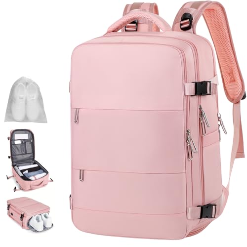 MIAOKE Reiserucksack, wasserdicht, 31,5 l, 10 Schuhtaschen und 15,6-Zoll-Laptopfach, ideal für Reisen im Flugzeug, Unisex