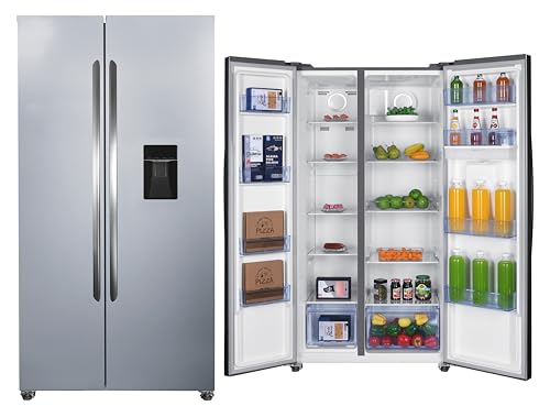 PKM Side by Side KS6.12D | Inbox Design | 288 Liter Kühlen | 151 Liter Gefrieren | Energieeffizienzklasse D |Display & Touch Control | Wasserspender |ECO-Modus |229 kWh | Freistehend