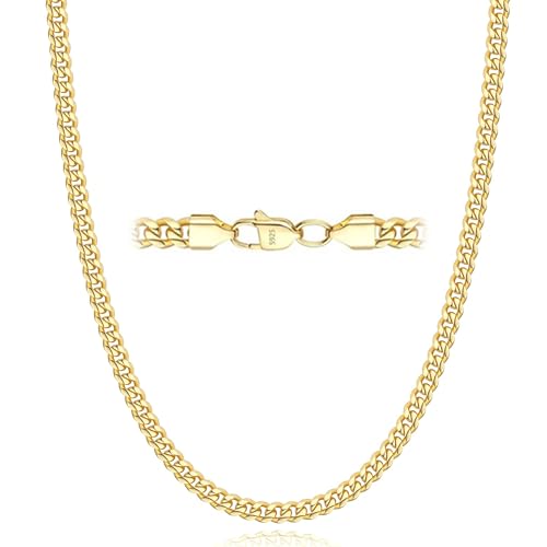 Esrael 18K Goldkette Herren Halskette für Männer 3mm Gold Kette für Männer Junge Gold Herren Kette Halsketten Schmuck Geschenke 18 Zoll