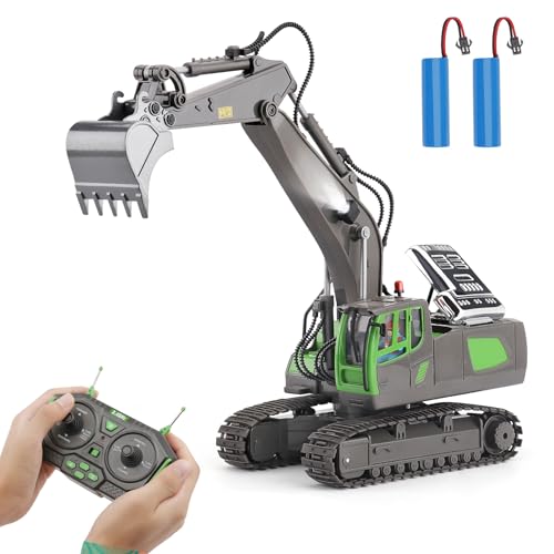 PREBOX Ferngesteuerter Bagger ab 6 Jahre RC Bagger Spielzeug für Kinder mit 2,4 GHz Fernbedienung Licht und Sound Ferngesteuert Geschenke für Jungen ab 3 4 5 6 7 8 9 Jahren