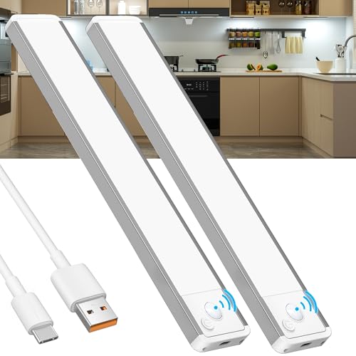 Schrankbeleuchtung Unterbauleuchte Küche LED Licht - Bewegungsmelder Lampe Akku Batterie Unterschrank Beleuchtung Lichtleiste Innen Kabellos Leiste Schrank Lichter Unterbau Leuchte Aufladbar USB Light