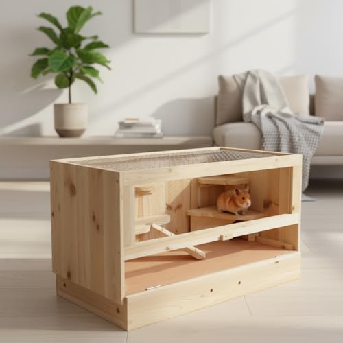 Mucola Hamsterkäfig 60x35x30cm Nagerheim Mäusekäfig Rattenkäfig Kleintierkäfig Nagerkäfig Holzstall Kleintiergehege