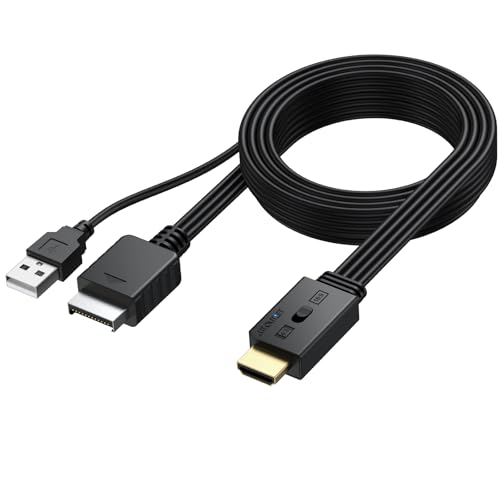AUTOUTLET PS1/PS2 auf HDMI Adapter, Echt Plug and Play, Unterstützt 4:3/16:9 Konvertierung, 1080P HDMI Konverter für PS1/PS2 mit 200cm Kabel-Design, PS1 PS2 HDMI Kabel für HDTV Monitor