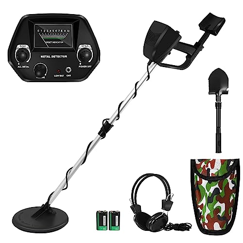 UISEBRT Metalldetektor Kit für Erwachsene und Kinder, Leichter Metalldetektor Kit mit Verstellbarem Vorbau, Suchspule, DISC & All Metall 2 Modi, Profi-Detektor Höhenverstellbar 78-107cm