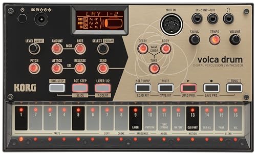 KORG volca drum Synthesizer, Digital Percussion Synth, Rhythm Machine, Analog Modeling, zum Erzeugen von Percussion- und Drum-Sounds