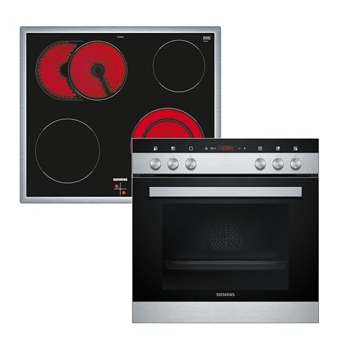 Siemens EQ110KA1Z iQ100 Herd-Glaskeramik-Kochfeld-Kombination (herdgesteuert), 59,4 cm breit, Schnellaufheizung, 3D-Heißluft Plus Backen auf 3 Ebenen