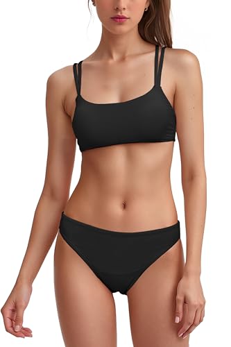 westag Periode Bademode Zum Schwimmen Perioden Bikini Set Teenager Menstruations Badeanzug für Teen Mädchen Frauen Schwarz L