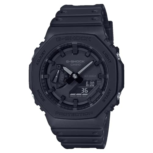 Casio Herren Quartz Armbanduhr, 45.40mm GehäusegröÃŸe mit schwarz analog/digital Zifferblatt und schwarz Plastic/Resin Strap Armband GA-2100-1A1ER