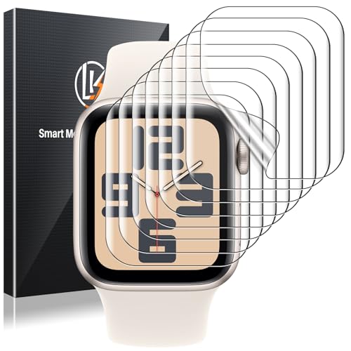 LK 8 Stück Schutzfolie für Apple Watch Series SE3/SE2/SE/6/5/4 40mm Displayschutzfolie, Volle Abdeckung Displayfolie, Blasenfrei, Volle Abdeckung, HD-klar, Flexibel und Kratzfest Weiches[Premium] TPU