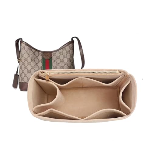 Taschen-Organizer for Gucci Ophidia Hobo-Taschen, mit Wildleder gefütterte Aufbewahrungstasche, Taschenaufbewahrungseinsatz, tragbare Kosmetiktasche(Beige a,S)
