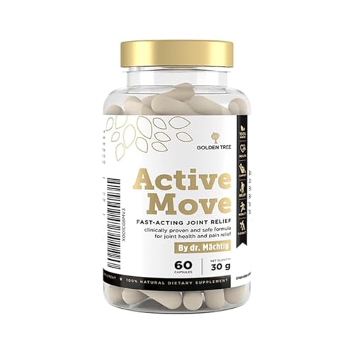 Golden Tree Active Move – Natürliches Gelenkpflegemittel: Steigert Flexibilität/Mobilität der Gelenke, lindert Gelenkschmerzen – Boswellia, Hyaluronsäure, Belinal, Vitamin C, Mangan, Kupfer, Pfeffer