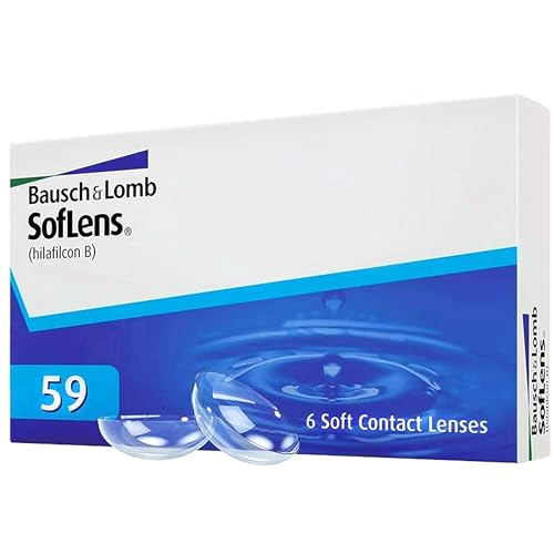Bausch + Lomb SofLens 59 Monatslinsen, sphärische Kontaktlinsen, weich, 6 Stück, BC 8.6 mm / DIA 14.2 / -1.75 Dioptrien