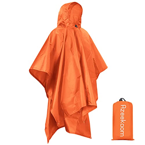 Azeekoom Regenponcho, wasserdicht, Regencape, Poncho/Campingmatte/Schatten, multifunktional, 3-in-1, für Wandern im Freien
