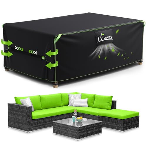 UIRWAY Abdeckung für Gartenmöbel, 200x160x74cm, Wasserdicht Loungemöbel 420D Oxford Gewebe Abdeckhauben für Möbelsets, Schutzhülle Gartenmöbel mit Belüftungsöffnungen und reflektierenden Streifen