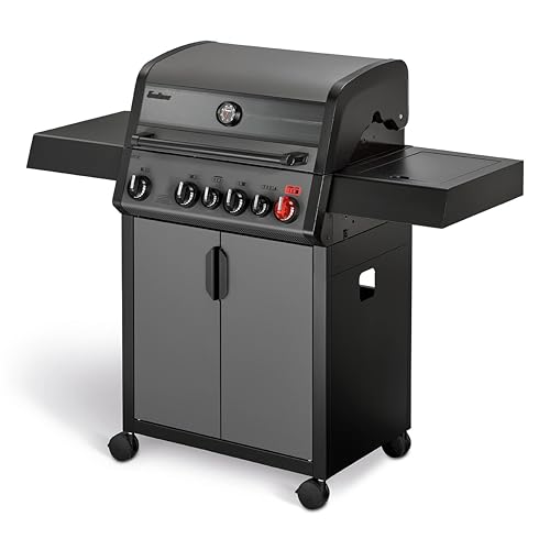 Enders Gasgrill Hyde 4 SIKR Turbo, 4-Brenner aus Edelstahl für kraftvolles direktes und indirektes Grillen, 800 °C TURBO ZONE, SWITCH GRID, Infarot-Backburner und Seitenkocher #8041