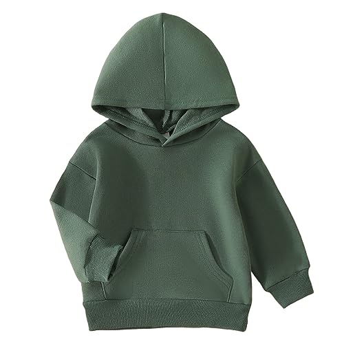 Baby Langarmshirt Jungen Winter Kleinkind Jungen Mädchen Lange Ärmel Einfarbig Hoodie Tops Pullover Casual Sport Outwear Für Kinder Kleidung Winterjacke Jungen 80 (Green, 6-12 Months)