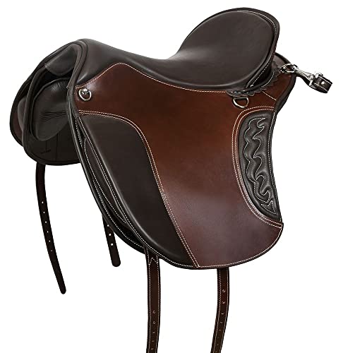 A&M Reitsport Baumloser Wanderreit Sattel 1125 Braun, mit weißen Nähten, Größe:16 Zoll