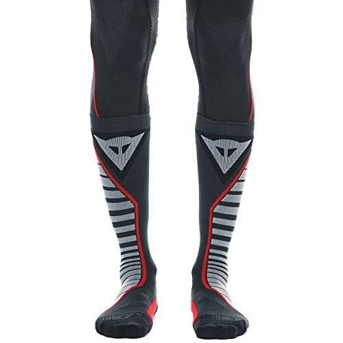 Dainese Thermo Long Socks, Motorrad Thermo Socken Lang Winter, für Damen und Herren, Schwarz/Rot, EU 42-44