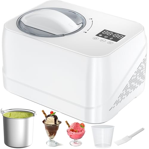 Acmeenjoy Eismaschine mit Kompressor 1L, Eismaschine Selbstkühlend mit Entnehmbarem Eisbehälter, inkl. Rezeptheft