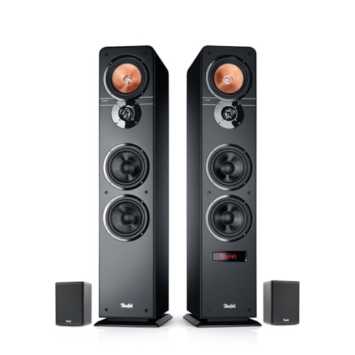 Teufel Ultima 40 Aktiv Surround 4.0 - Aktiv Standlautsprecher mit Kabellosen aktives Rear-Speaker, Bluetooth aptX, Dolby Audio, HDMI ARC CEC - schwarz