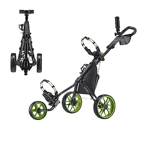 Caddytek CaddyLite 11.5 V3 3 Rad Golf Push Cart - Superlite Deluxe, leicht, einfach zu Falten, Caddy Cart Pushcart, Schwarz/Limette