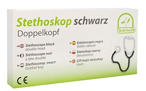Medi-Inn Stethoskop Doppelkopf, 1-Schlauch-System, schwarz, PZN: 04461778, 1 Stück