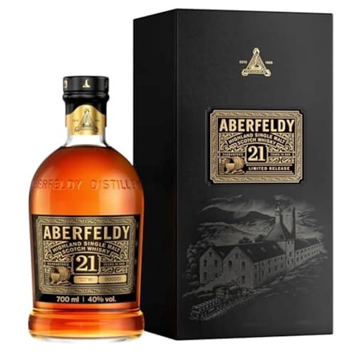 Aberfeldy 21 Jahre Single Malt Scotch Whisky, 40 Vol.-%, 70 cl/700 ml, Premium-Whisky, in vier verschiedenen Fassarten gereift