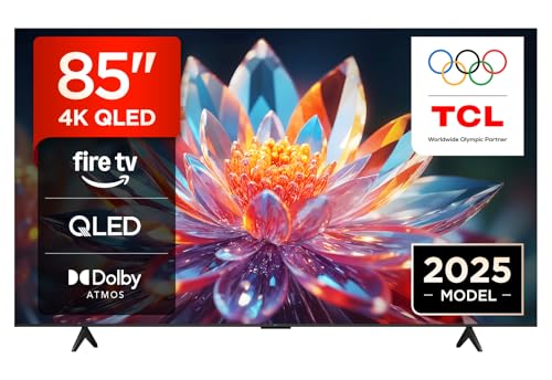 TCL 85T6C 85 Zoll QLED Fernseher, 4K UHD Fire TV, HDR10+, Dolby Vision & Atmos, Smart TV mit Sprachsteuerung mit Alexa, Google Cast & AirPlay 2, Onkyo 2.1 Sound, HDMI 2.1, ALLM