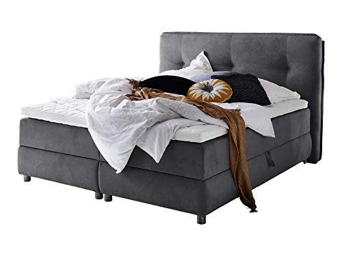 Atlantic Home Collection TILO Boxspringbett mit Bettkasten, Liegefläche 180 x 200 cm, Stoff, anthrazit