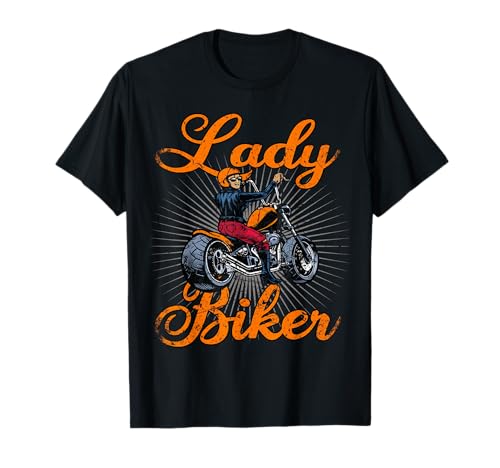 Vintage Lady Biker Bikerin Motorradfahrerin Rockerin T-Shirt