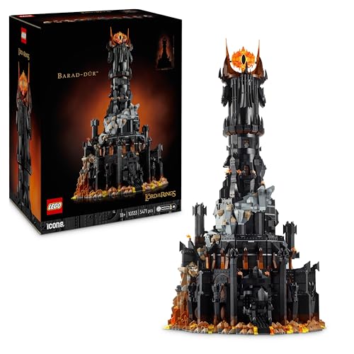 LEGO Icons Der Herr der Ringe: Barad-dûr, Bauset für Erwachsene mit den Minifiguren Sauron, Gothmog, Ork, Frodo, Sam und Gollum, Erinnerungsstück zum Film, Sammlerstück für Fans 10333