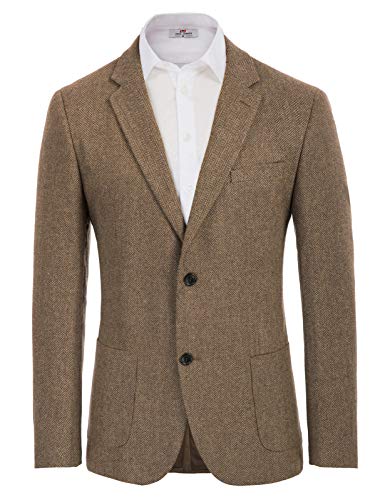 PJ PAUL JONES Herren Wolle Blazer Sportlich 2 Knöpfe Sakko Sportlich Regular Fit Jackett (Braun, L)
