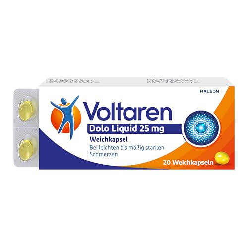 Voltaren Dolo Liquid 25 mg Weichkapseln für Schmerzlinderung mit Diclofenac bei Muskelschmerzen, Gelenkschmerzen, Schmerztabletten , Fieber 10 St.