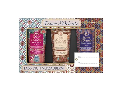 TESORI D'ORIENTE Geschenkset | Cremeduschen 3 x 75 ml (Ayurveda, Persian Dream und Byzantium) Duschcremes zur Körperpflege | Wellness-Rituale für Körper & Sinne