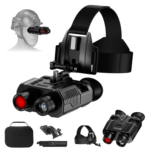 Nachtsichtgerät 4K 36MP Infrarot Nachtsicht Fernglas, 8X Digitaler Zoom Nachtsicht, 3000mAh Wiederaufladbares, 7-Stufiges Infrarot Nachtsichtfernglas mit Helmmontage & Kopfmontage für Camping