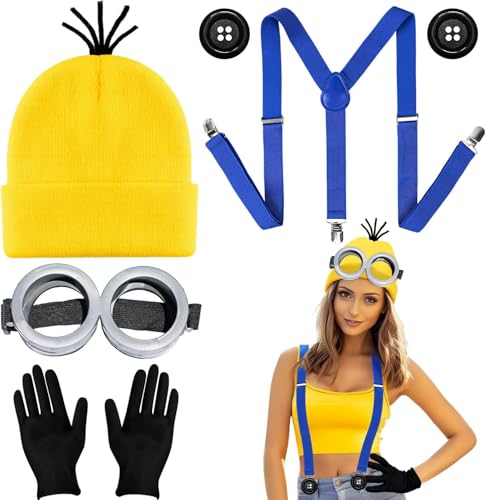 Halloween Kostüm Cosplay Kostüm Halloween Mütze Cosplay Brille Handschuhe Knöpfe Hosenträger Halloween Party Karneval Kostüm für Damen Herren Kinder