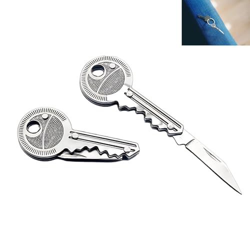 2 StüCkr SchlüSselmesser Multifunktionswerkzeug, Klappmesser SchlüSselanhäNger SchlüSsel Kleines Taschenmesser BrieföFfner In SchlüSselform Paketmesser Aus Edelstahl Key Knife SchlüSselbund Messer