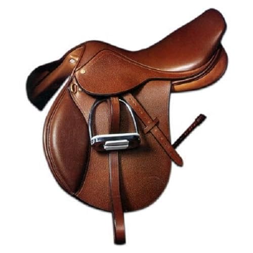 EQUIGEAR Hochleistungs-Leder-Springsattel für Pferde – Vielseitiger Allzweck-Reitsattel für Komfortables Outdoor-Reiten mit ausgewogener Sitzposition und langlebiger Verarbeitung (17.5 inches)