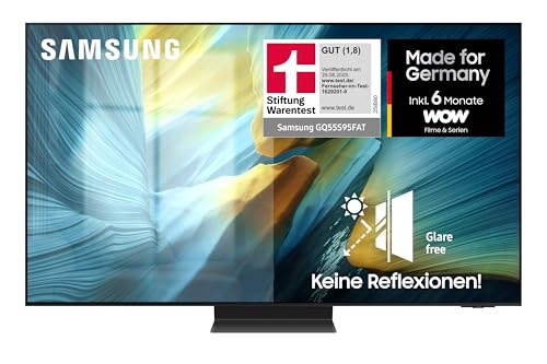 Samsung OLED S95F 55 Zoll (138 cm) 4K Fernseher, Antireflexion, NQ4 AI Gen3 Prozessor, OLED HDR Pro, Gaming Hub, Motion Xcelerator 165Hz, 4K Upscaling, Dolby Atmos, Samsung Vision AI Smart TV