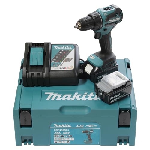 Makita DDF490RFJ Akku-Bohrschrauber 18V / 3,0 Ah, 2 Akkus + Ladegerät im MAKPAC