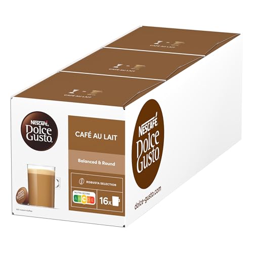 NESCAFÉ Dolce Gusto Café au Lait mit cremigem Milchschaum, 3er Pack (3x16 Kapseln)